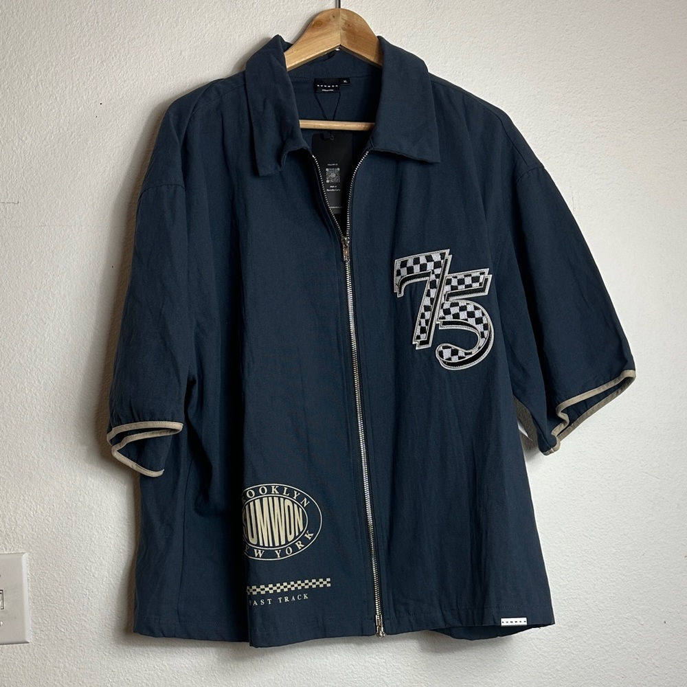 NWT Sumwon Men’s Zip Up Down Short Sleeve Boxy Shirt or Jacket.  XL. Gorpcore.